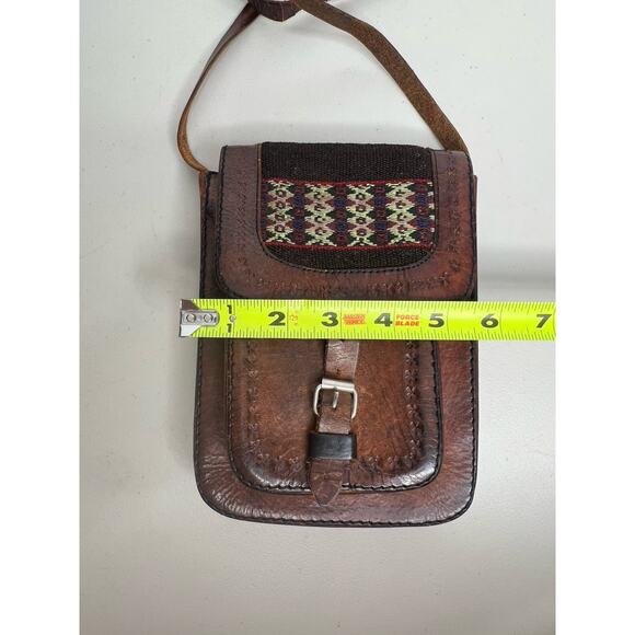 Vintage Leather Aliento Design Crossbody Bag Purse - Picture 13 of 13